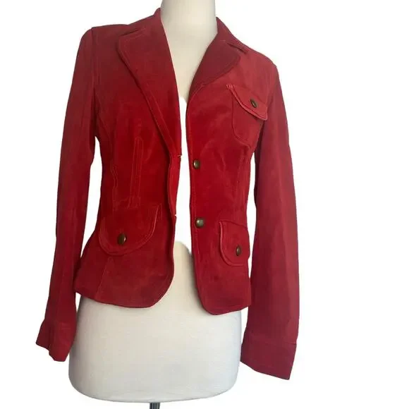 Vera Pelle Masterpelle Handcrafted Italian Cherry Red Suede Italy Leather Jacket - Picture 9 of 13
